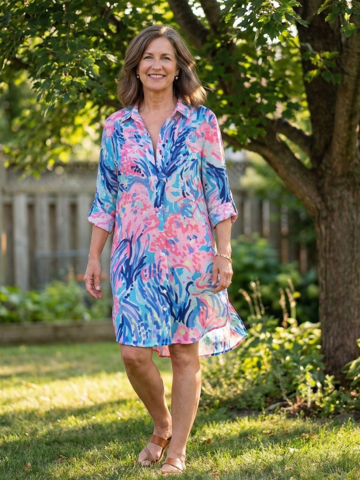 Noemi | Long Sleeve Tie Dye Shirt Dress