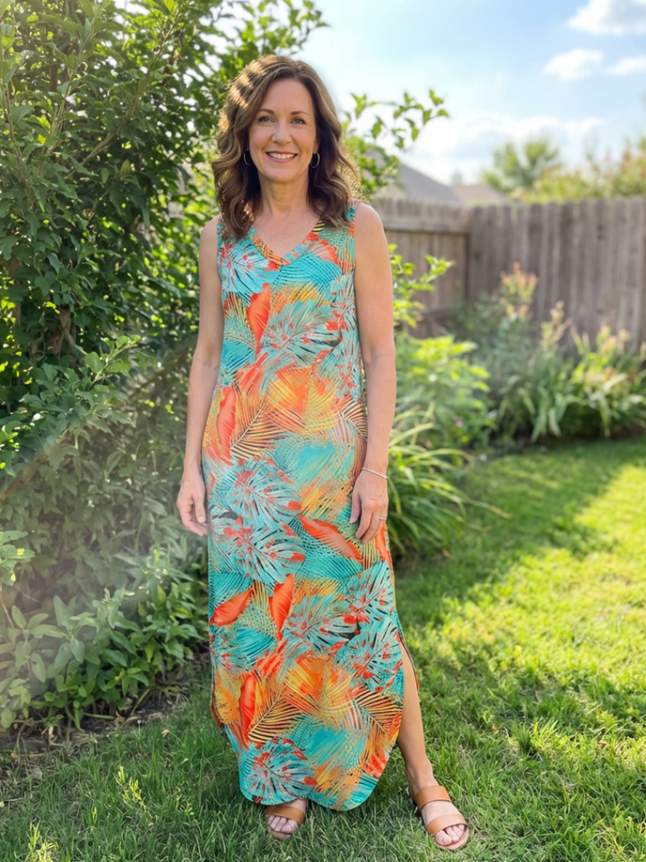 Liora | Sleeveless V Neck Pocket Maxi Dress