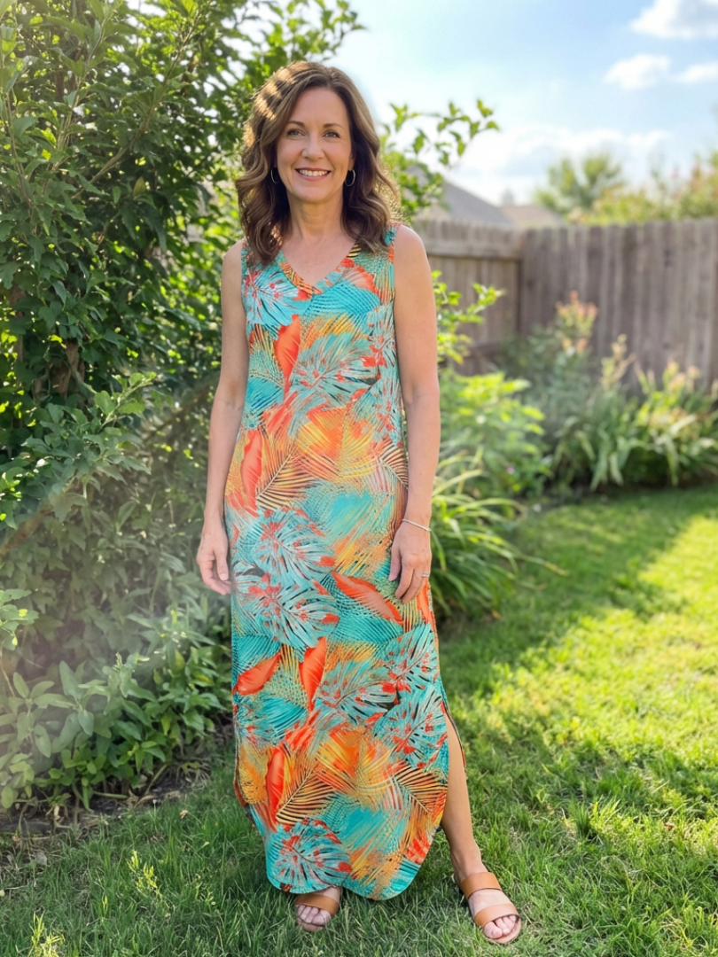 Liora | Sleeveless V Neck Pocket Maxi Dress