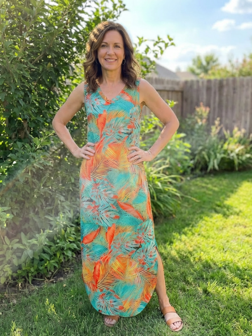 Liora | Sleeveless V Neck Pocket Maxi Dress