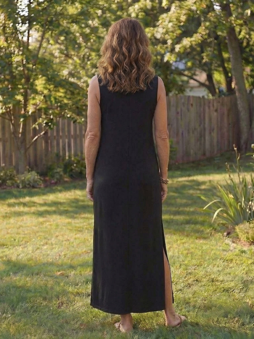 Zorina | Sleeveless Pocket Side Slit Midi Dress