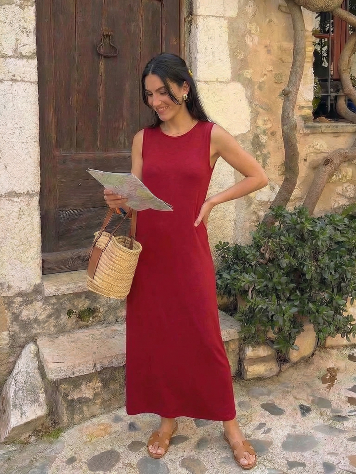 Zorina | Sleeveless Pocket Side Slit Midi Dress