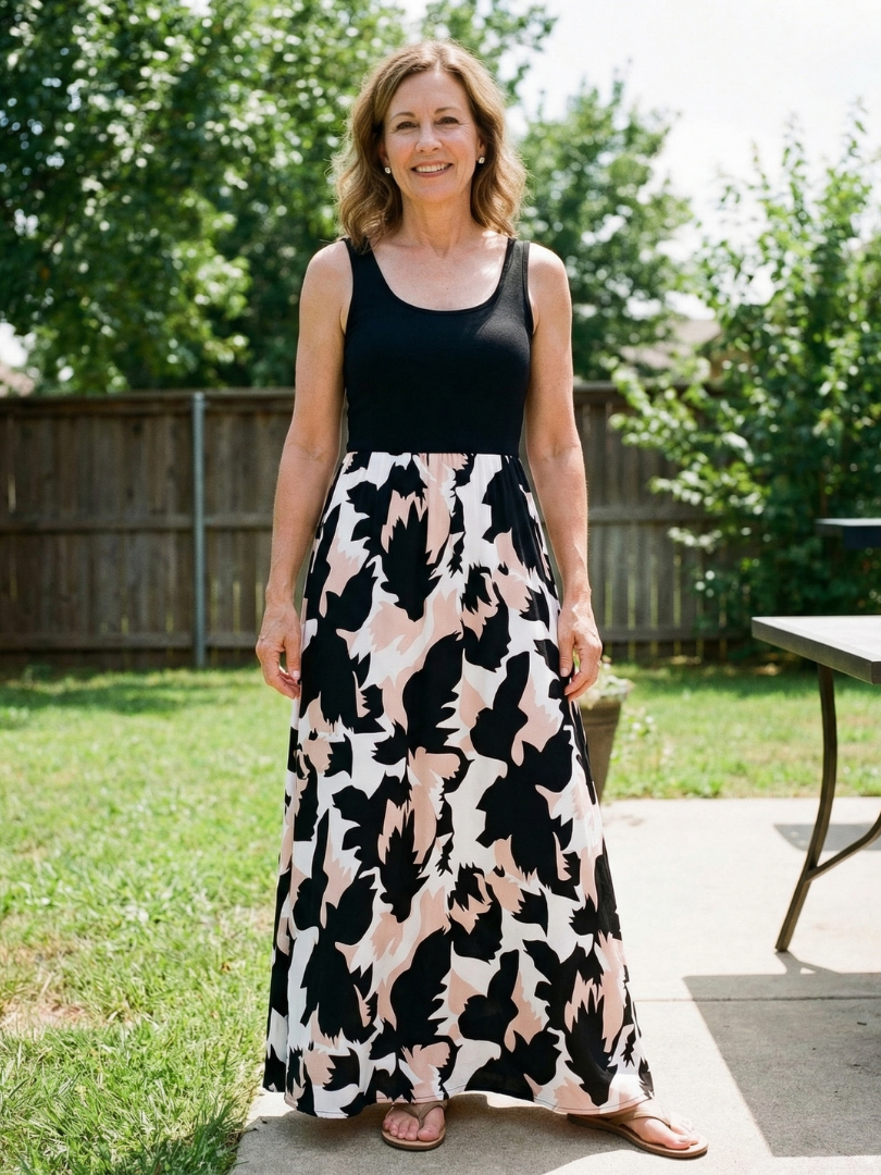 Zéphira | Sleeveless Scoop Neck Printed Maxi Dress