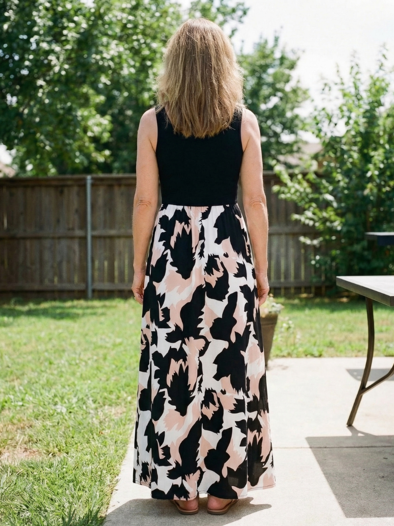 Zéphira | Sleeveless Scoop Neck Printed Maxi Dress