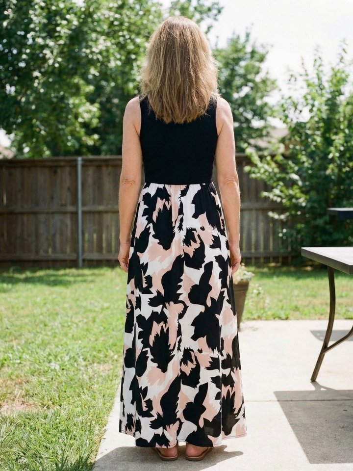 Zéphira | Sleeveless Scoop Neck Printed Maxi Dress