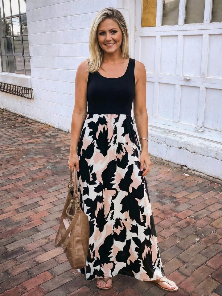 Zéphira | Sleeveless Scoop Neck Printed Maxi Dress