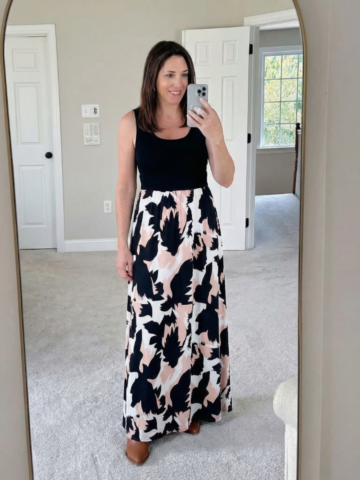 Zéphira | Sleeveless Scoop Neck Printed Maxi Dress