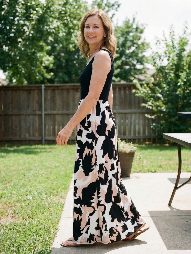 Zéphira | Sleeveless Scoop Neck Printed Maxi Dress